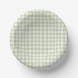 Frühherbst Klassisches Gingham Sanftes Oliv Pappteller