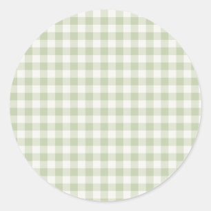 Frühherbst Klassisches Gingham   Sanftes Oliv Runder Aufkleber
