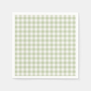 Frühherbst Klassisches Gingham Sanftes Oliv Serviette