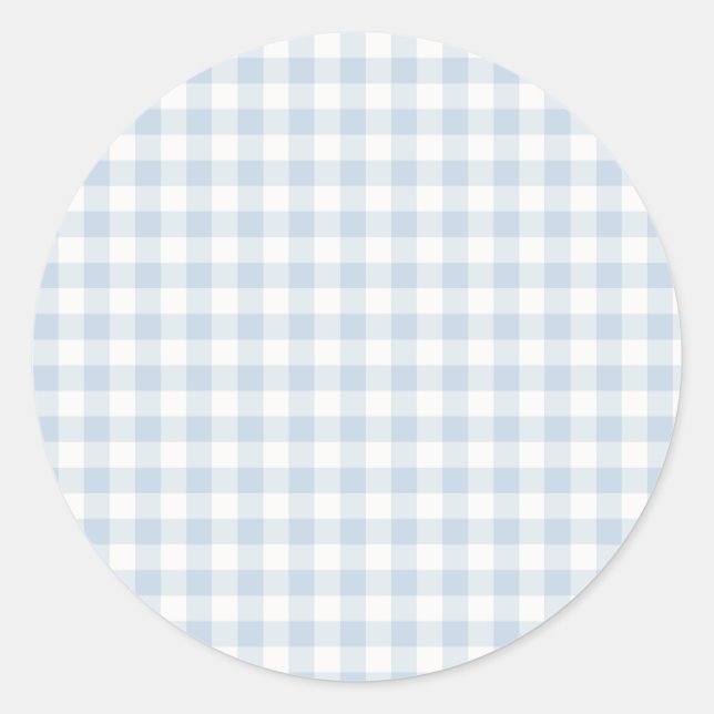 Frühherbst Klassisches Gingham | Staubblau Runder Aufkleber (Vorderseite)