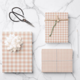 Frühherbst Klassisches Gingham   Warmes Aprikot Geschenkpapier Set