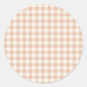 Frühherbst Klassisches Gingham Warmes Aprikot Runder Aufkleber