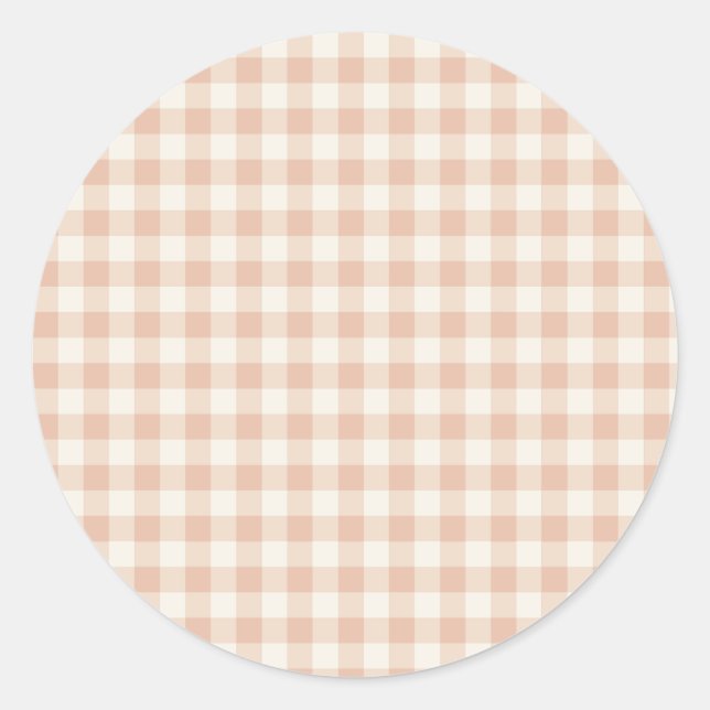 Frühherbst Klassisches Gingham | Warmes Aprikot Runder Aufkleber (Vorderseite)