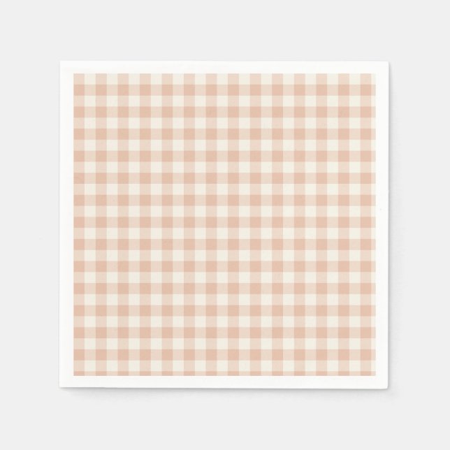 Frühherbst Klassisches Gingham | Warmes Aprikot Serviette (Vorderseite)