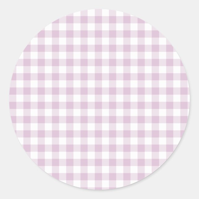 Frühherbst Klassisches Gingham | Warmes Lila Runder Aufkleber (Vorderseite)