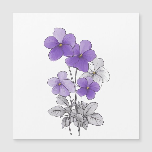 Frühjahr 27 Blume, Linie zeichnend, minimalistisch Magnetkarte (Vorderseite)