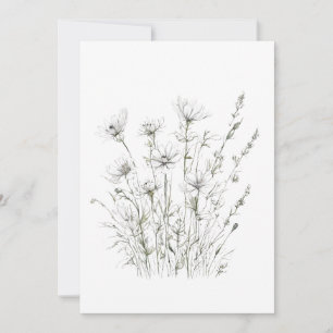 Frühjahr 50 Blume, Linie zeichnend, minimalistisch Einladung