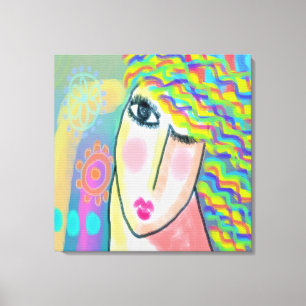 Frühjahr Abstraktes digitales Portrait einer Frau Leinwanddruck