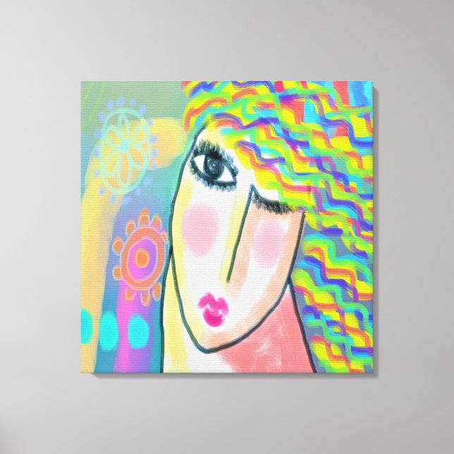 Frühjahr Abstraktes digitales Portrait einer Frau Leinwanddruck (Vorderseite)