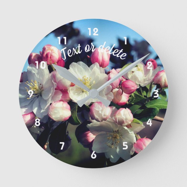 Frühjahr-Apple-Blume blüht Personalisiert Runde Wanduhr (Vorderseite)