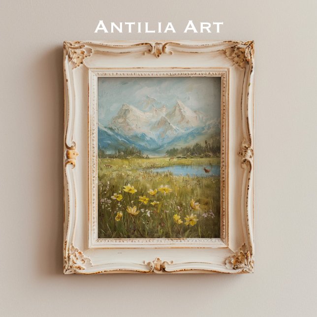 Frühjahr Berge Wiese Vintage Natur Poster (Von Creator hochgeladen)