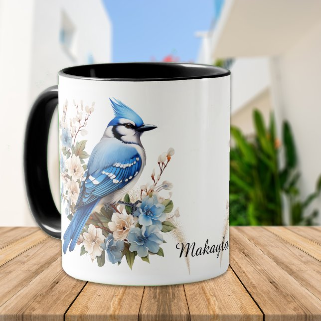 Frühjahr blüht Blauer Jay-Bird Tasse (Von Creator hochgeladen)