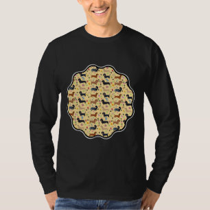 Frühjahr-Dackel Muster mit Blume T-Shirt