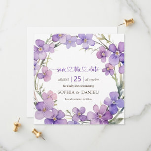 Frühjahr Delicate Violet Blume Babydusche Save The Date