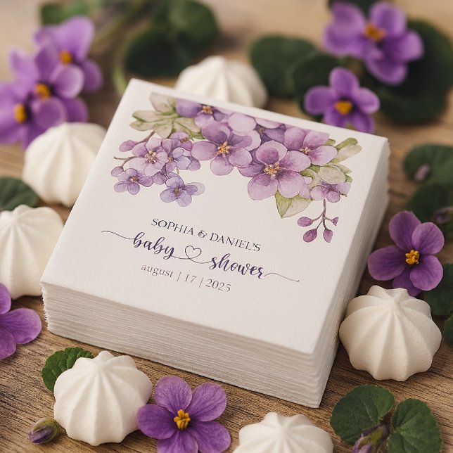 Frühjahr Delicate Violet Blume Babydusche Serviette (Summer Delicate Violet Flowers Baby Shower Napkins)
