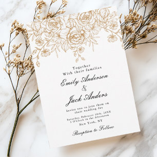 Frühjahr einfache Hand gezeichnet florale elegante Einladung