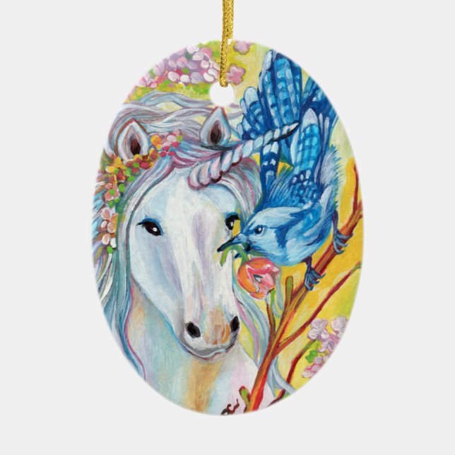 Frühjahr Einhorn Keramikornament (Vorne)