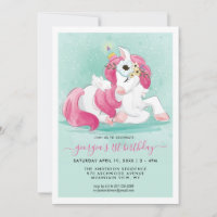 Frühjahr Einhorn | Little Bunny Party Einladung