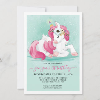 Frühjahr Einhorn | Little Bunny Party Einladung