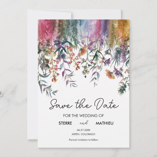Frühjahr Elegante Wildblumen Save The Date (Vorderseite)