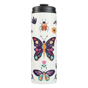Frühjahr-Elemente Schmetterlinge Vögel Blume Thermosbecher