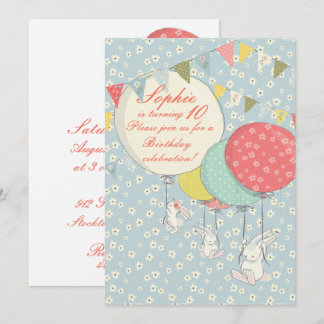 Frühjahr fliegen Bunny Birthday Einladung