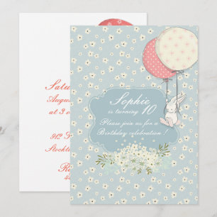 Frühjahr fliegen Bunny Birthday Einladung