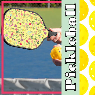 Frühjahr für Wildblumen Blumenmuster Lemon Gelb Pickleball Schläger