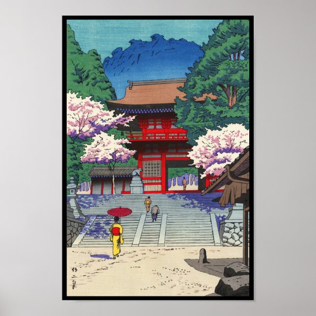 Frühjahr: Kurama Temple Asano Takeji shin hanga Poster (Vorne)