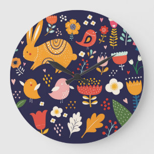 Frühjahr Ostern: Blume, Bollensammlung Große Wanduhr