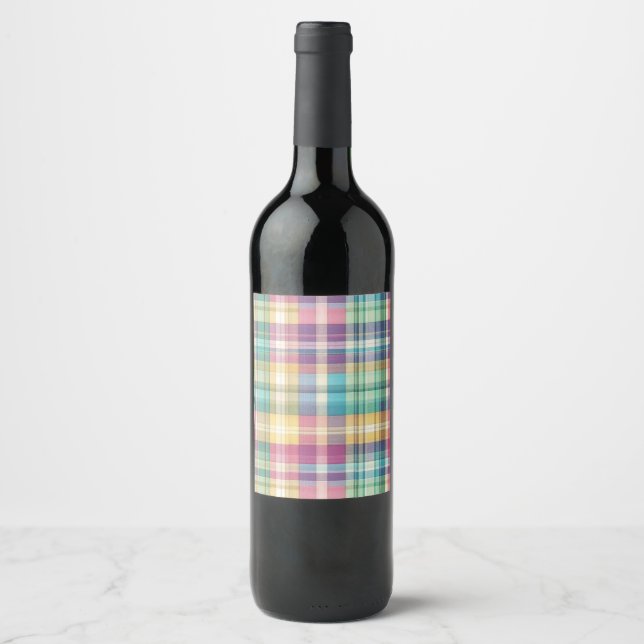 Frühjahr/Osterpaste kariert/Tartan Weinetikett (Vorderseite)