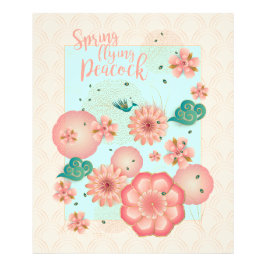 Frühjahr Peach Garden Flying Peacock Frische Pasta Fotodruck