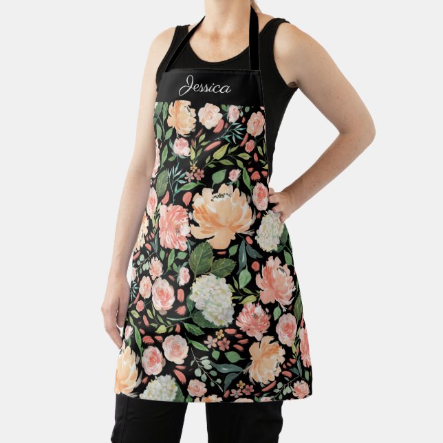 Frühjahr Pfirsichfarbene Blüte auf schwarzen Namen Schürze (InSitu)