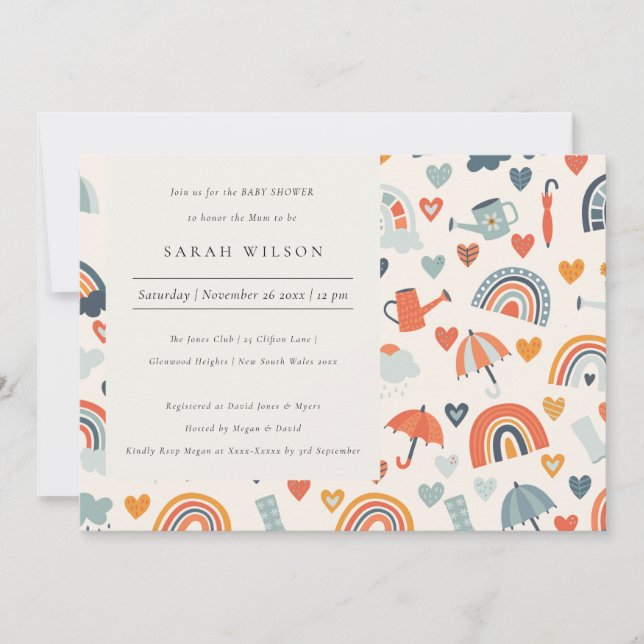 Frühjahr Regenbogen Wolken Muster Kinderdusche lad Dankeskarte (Vorderseite)