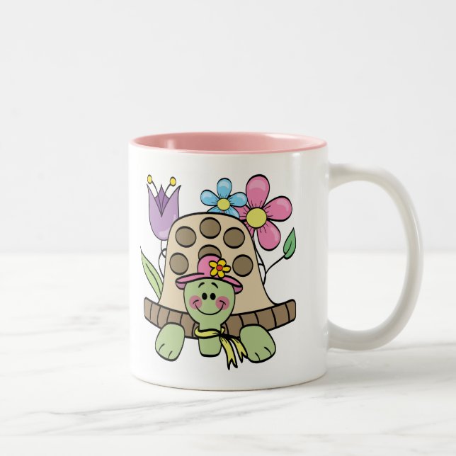 Frühjahr-Schildkröte-T-Shirts und Geschenke Zweifarbige Tasse (Rechts)