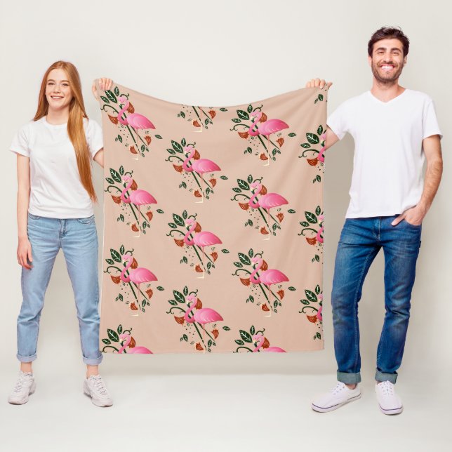 Frühjahr Sommer Blume rosa Flamingo Fleecedecke (Beispiel)