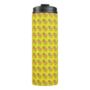 Frühjahr Sommer Blume rosa Flamingo Thermosbecher