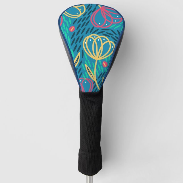 Frühjahr Sommer hell Blütenrosa Minze Blau gelb  Golf Headcover (Vorderseite)