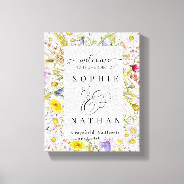 Frühjahr Sommer Wildblume Beige Boho Begrüßungszei Leinwanddruck (Vorderseite)