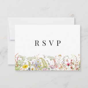 Frühjahr Sommer-Wildblume Beige Boho RSVP-Karte Einladung