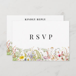Frühjahr Sommer-Wildblume Beige Boho RSVP-Karte RSVP Karte