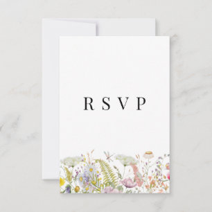 Frühjahr Sommer-Wildblume Beige Boho RSVP-Karte RSVP Karte