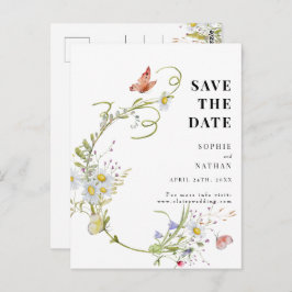 Frühjahr Sommer Wildblume Beige Boho Save the Date Postkarte