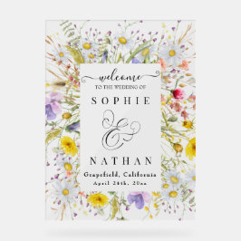 Frühjahr Sommer Wildblume Beige Boho Willkommen Acrylschild