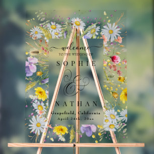 Frühjahr Sommer Wildblume Beige Boho Willkommen Acrylschild