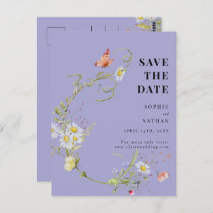 Frühjahr Sommer-Wildblume Periwinkle Save the Date Postkarte