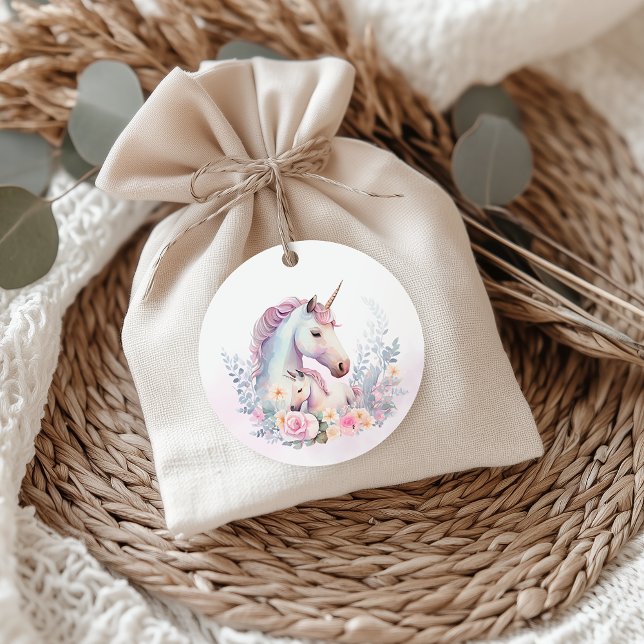 Frühjahr Unicorn Wasserfarbe Kinderdusche Geschenkanhänger (Spring Unicorn Watercolor Baby Shower Favor Tags)