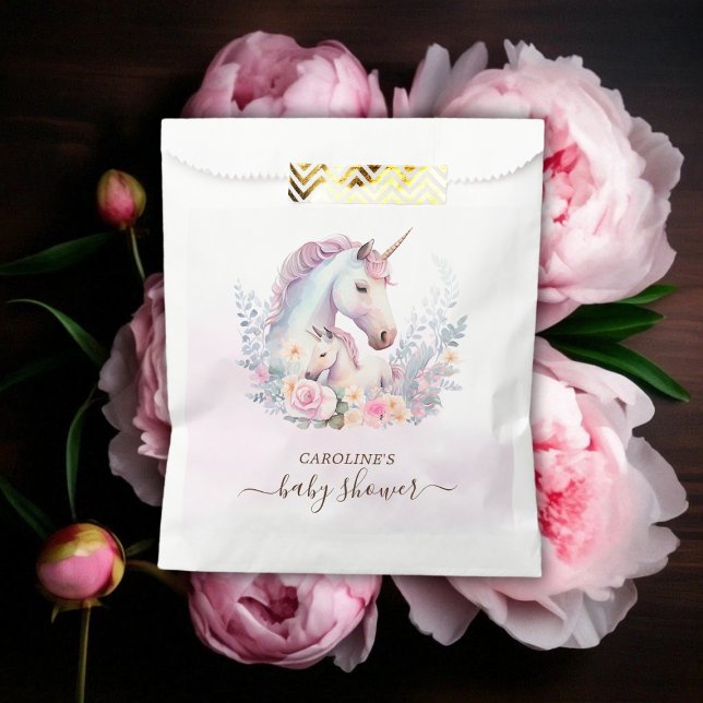 Frühjahr Unicorn Wasserfarbe Kinderdusche Geschenktütchen (Spring Unicorn Watercolor Baby Shower Favor Bag)