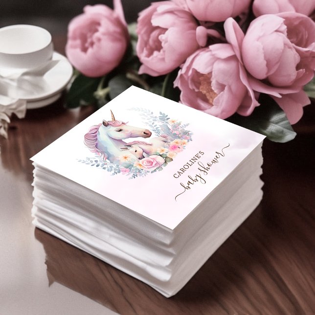 Frühjahr Unicorn Wasserfarbe Kinderdusche Serviette (Spring Unicorn Watercolor Baby Shower Napkins)