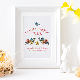Frühjahr Vögel Babydusche Windeln Raffeltisch Schi Poster
